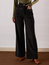 Black Corduroy Front Patch Pocket Wide Leg Pants SASSAFRAS